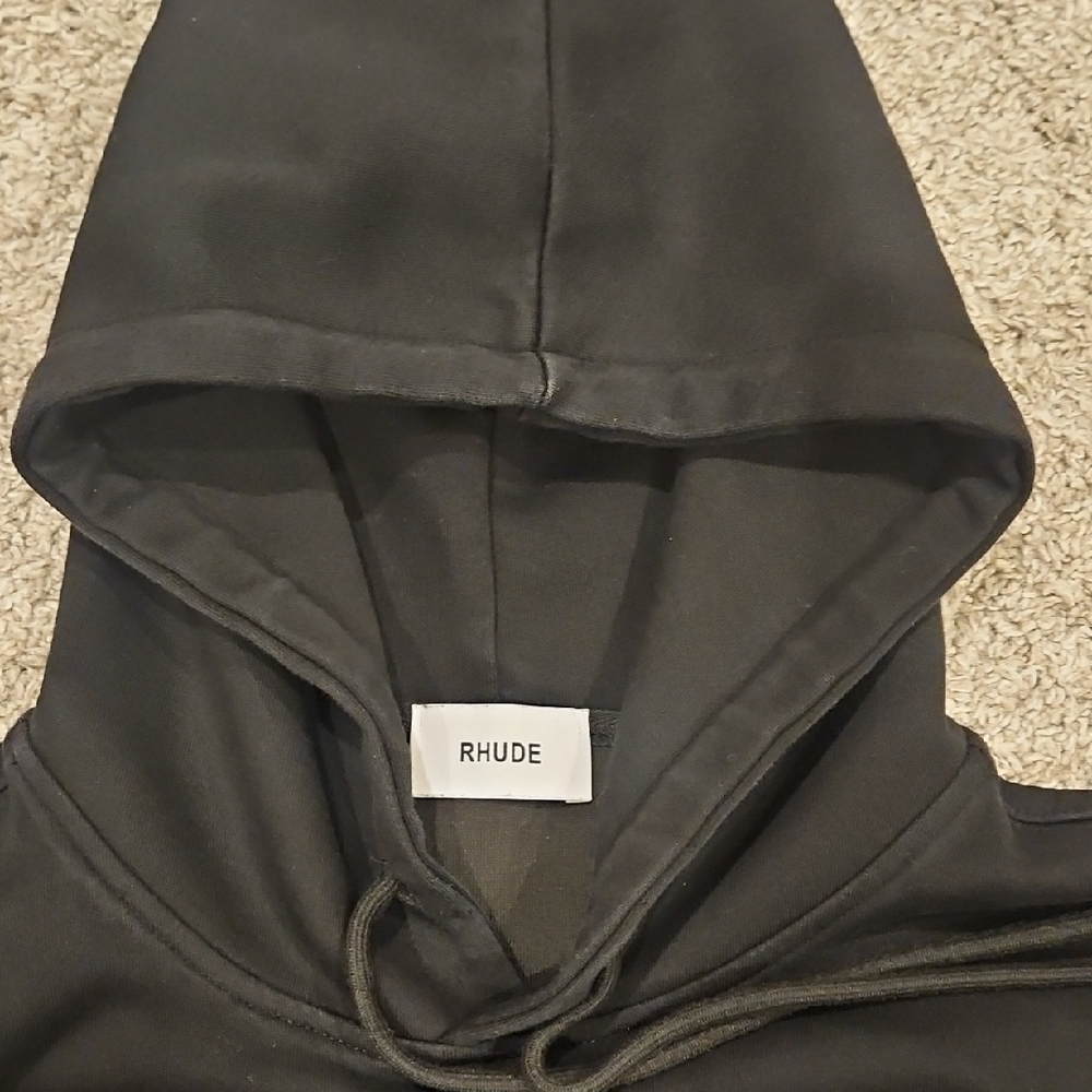 Rhude Black Logo Desert Rally Pullover Hoodie Medium - Picture 3 of 6